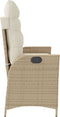 vidaXL - Tuinbankje - verstelbaar - met - kussens - poly - rattan - beige