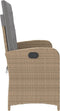 vidaXL - Tuinbankje - verstelbaar - met - kussens - poly - rattan - beige