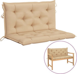 vidaXL - Tuinbankkussen - 100x(50+50)x7 - cm - oxford - stof - beige