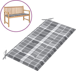 vidaXL - Tuinbankkussen - 100x50x3 - cm - oxford - stof - ruitpatroon - grijs