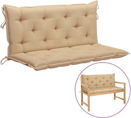 vidaXL - Tuinbankkussen - 120x(50+50)x7 - cm - oxford - stof - beige