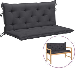 vidaXL - Tuinbankkussen - 120x(50+50)x7 - cm - oxford - stof - antracietkleurig