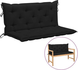 vidaXL - Tuinbankkussen - 120x(50+50)x7 - cm - oxford - stof - zwart