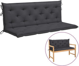 vidaXL - Tuinbankkussen - 150x(50+50)x7 - cm - oxford - stof - antracietkleurig