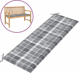 vidaXL - Tuinbankkussen - 150x50x3 - cm - oxford - stof - ruitpatroon - grijs