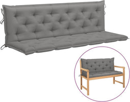 vidaXL - Tuinbankkussen - 180x(50+50)x7 - cm - oxford - stof - grijs