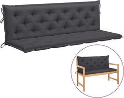 vidaXL - Tuinbankkussen - 180x(50+50)x7 - cm - oxford - stof - antracietkleurig