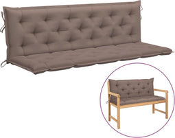 vidaXL - Tuinbankkussen - 180x(50+50)x7 - cm - oxford - stof - taupe