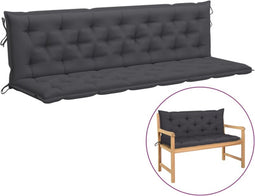 vidaXL - Tuinbankkussen - 200x(50+50)x7 - cm - oxford - stof - antracietkleurig