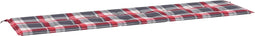 vidaXL - Tuinbankkussen - 200x50x3 - cm - oxford - stof - ruitpatroon - rood