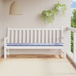 vidaXL - Tuinbankkussen - gestreept - 200x50x3 - cm - stof - wit - en - blauw