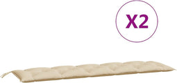 vidaXL - Tuinbankkussens - 2 - st - 180x50x7 - cm - oxford - stof - beige