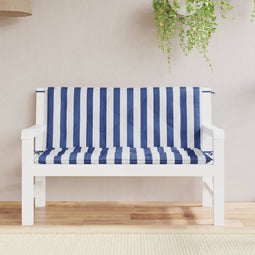 vidaXL - Tuinbankkussens - 2 - st - gestreept - 120x50x7 - cm - stof - wit - en - blauw