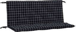 vidaXL - Tuinbankkussens - 2 - st - ruitpatroon - 120x50x7 - cm - stof - zwart