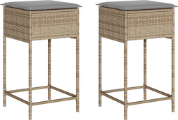 vidaXL - Tuinbarkrukken - 2 - st - met - kussens - poly - rattan - beige
