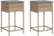vidaXL - Tuinbarkrukken - 2 - st - met - kussens - poly - rattan - beige