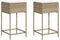 vidaXL - Tuinbarkrukken - 2 - st - met - kussens - poly - rattan - beige