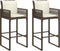 vidaXL - Tuinbarkrukken - 2 - st - met - kussens - poly - rattan - bruin