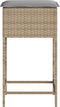 vidaXL - Tuinbarkrukken - 2 - st - met - kussens - poly - rattan - beige