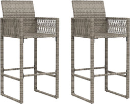 vidaXL - Tuinbarkrukken - 2 - st - poly - rattan - grijs