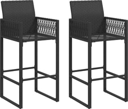 vidaXL - Tuinbarkrukken - 2 - st - poly - rattan - zwart