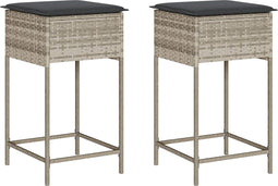 vidaXL - Tuinbarkrukken - met - kussens - 2 - st - poly - rattan - lichtgrijs