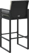 vidaXL - Tuinbarkrukken - met - kussens - 2 - st - poly - rattan - zwart