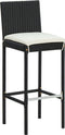 vidaXL - Tuinbarkrukken - met - kussens - 2 - st - poly - rattan - zwart