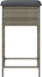 vidaXL - Tuinbarkrukken - met - kussens - 2 - st - poly - rattan - grijs