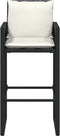 vidaXL - Tuinbarkrukken - met - kussens - 2 - st - poly - rattan - zwart