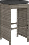 vidaXL - Tuinbarkrukken - met - kussens - 2 - st - poly - rattan - grijs