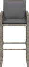 vidaXL - Tuinbarkrukken - met - kussens - 2 - st - poly - rattan - grijs