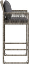 vidaXL - Tuinbarkrukken - met - kussens - 2 - st - poly - rattan - grijs