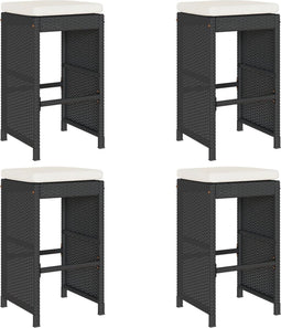 vidaXL - Tuinbarkrukken - met - kussens - 4 - st - poly - rattan - zwart