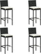 vidaXL - Tuinbarkrukken - met - kussens - 4 - st - poly - rattan - zwart