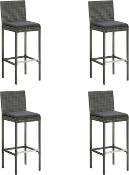 vidaXL - Tuinbarkrukken - met - kussens - 4 - st - poly - rattan - grijs
