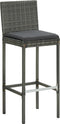 vidaXL - Tuinbarkrukken - met - kussens - 4 - st - poly - rattan - grijs