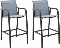 vidaXL - Tuinbarstoelen - 2 - st - textileen - grijs
