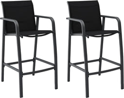 vidaXL - Tuinbarstoelen - 2 - st - textileen - zwart