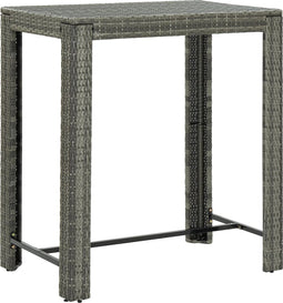 vidaXL - Tuinbartafel - 100x60,5x110,5 - cm - poly - rattan - grijs