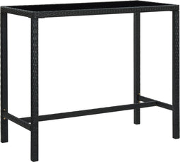 vidaXL - Tuinbartafel - 130x60x110 - cm - poly - rattan - en - glas - zwart