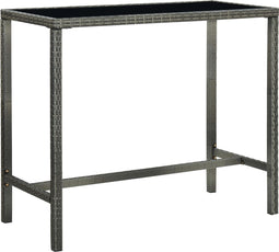 vidaXL - Tuinbartafel - 130x60x110 - cm - poly - rattan - en - glas - grijs