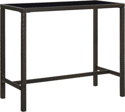 vidaXL - Tuinbartafel - 130x60x110 - cm - poly - rattan - en - glas - bruin