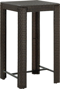 vidaXL - Tuinbartafel - 60,5x60,5x110,5 - cm - poly - rattan - bruin