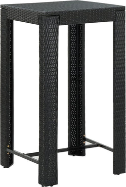 vidaXL - Tuinbartafel - 60,5x60,5x110,5 - cm - poly - rattan - zwart