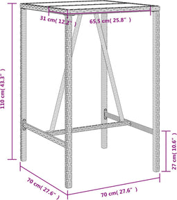 vidaXL - Tuinbartafel - 70x70x110 - cm - poly - rattan - bruin