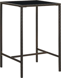 vidaXL - Tuinbartafel - 70x70x110 - cm - poly - rattan - en - glas - bruin