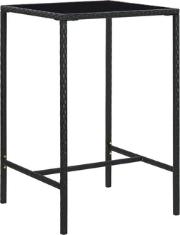 vidaXL - Tuinbartafel - 70x70x110 - cm - poly - rattan - en - glas - bruin