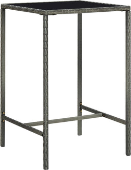 vidaXL - Tuinbartafel - 70x70x110 - cm - poly - rattan - en - glas - grijs