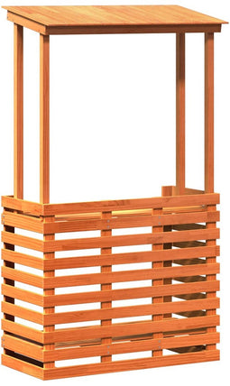 vidaXL - Tuinbartafel - met - dak - bruin - 112,5x57x195,5 - cm - massief - hout